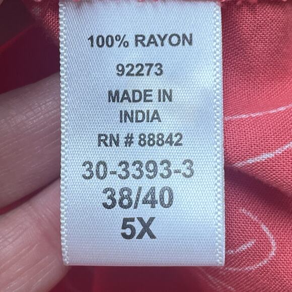 Woman Within Floral Button Down Blouse Top Size 5X Blue Lightweight Flowy Office - Picture 4 of 11